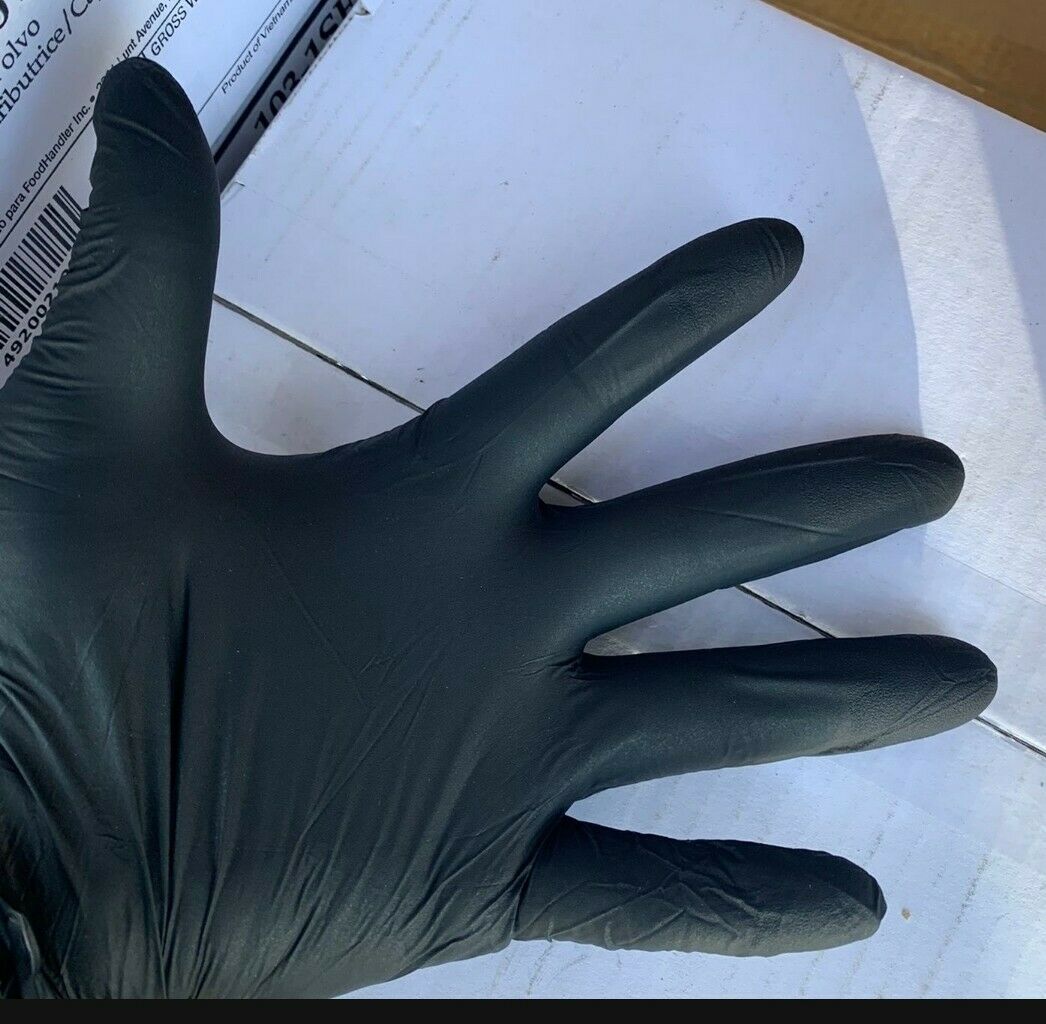 4 Mil Nitrile Gloves Powder Free Black Nitrile - Medium 1000 Pcs, Fast Free Ship