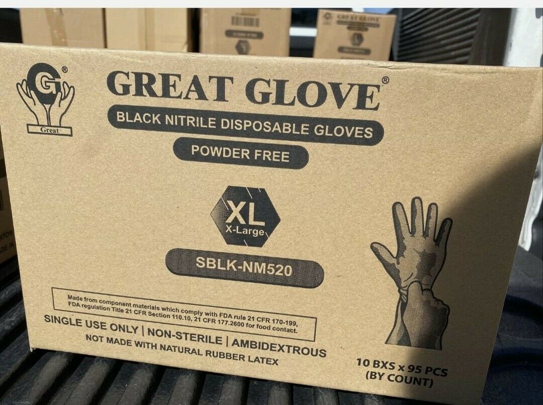 Black Nitrile Gloves 3.5mil , Case 950 PCs, Extra Large, Fast  Free ship