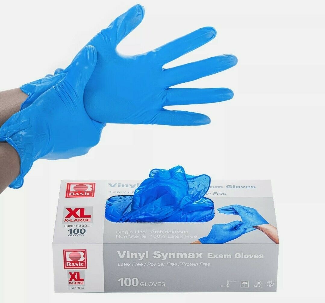 1000Pcs Disposable Synmax Vinyl Exam Gloves Latex-Free & Powder-Free -ExtraLarge