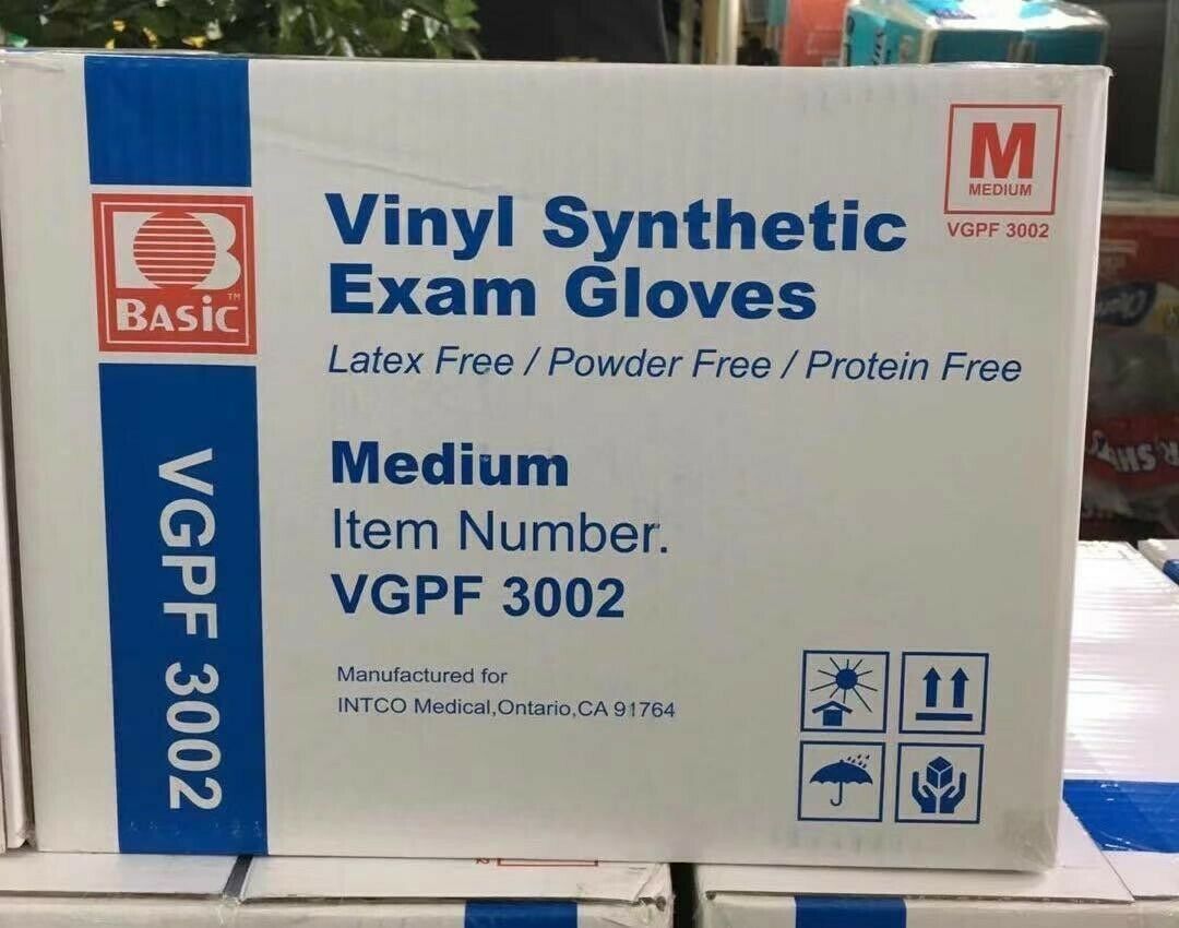 1000 ct Medium Exam Vinyl Gloves, Clear, Powder Free NON Latex Gloves