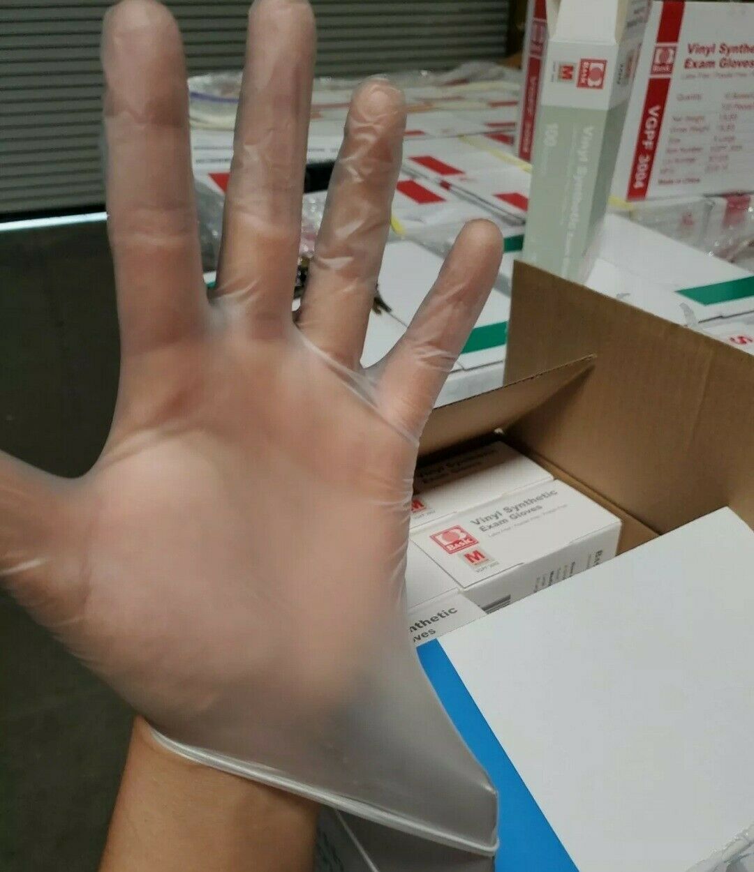 1000 ct Medium Exam Vinyl Gloves, Clear, Powder Free NON Latex Gloves