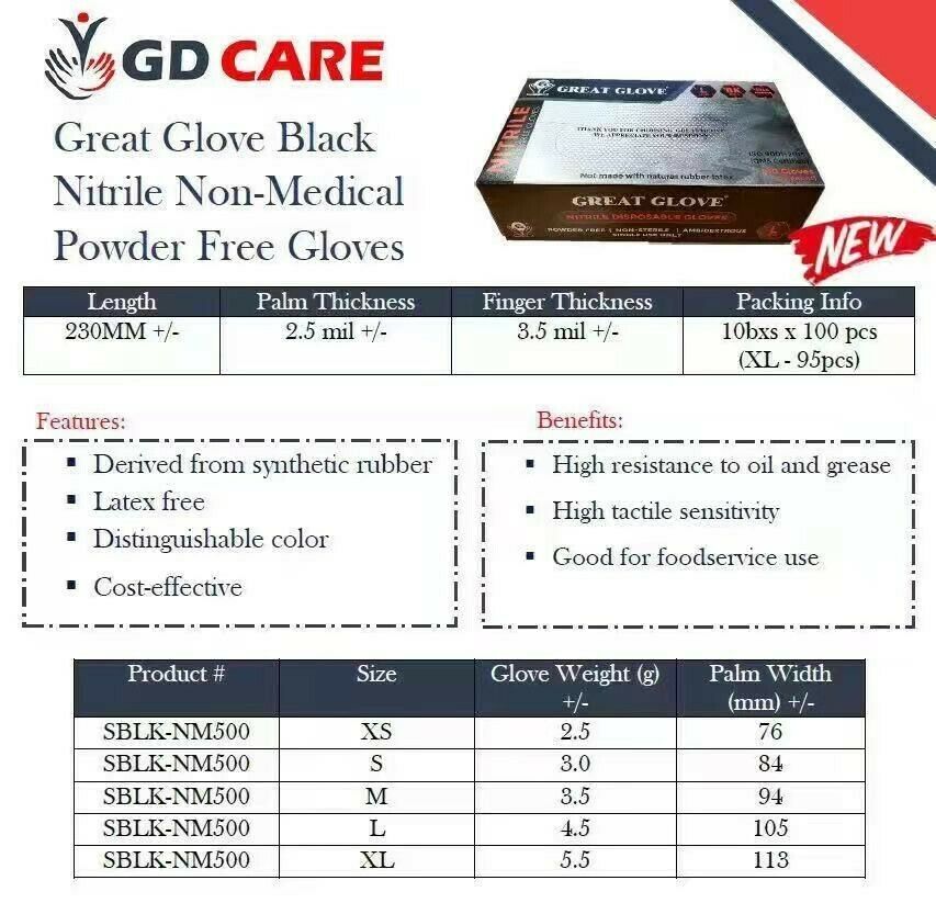 Black Nitrile Gloves 3.5mil , Case 950 PCs, Extra Large, Fast  Free ship