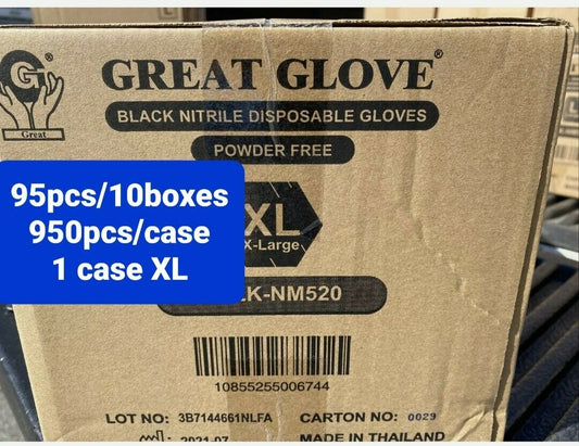 Black Nitrile Gloves 3.5mil , Case 950 PCs, Extra Large, Fast  Free ship