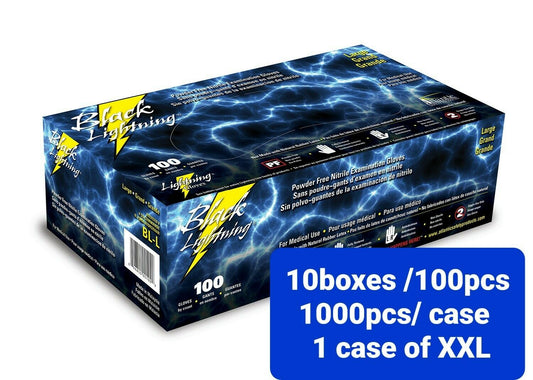 Black Lightning Powder & Latex Free Nitrile Gloves 6mil thick XXLarge, 1000pcs