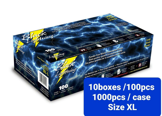 Black Lightning Powder & Latex Free Nitrile Gloves 6mil thick XLarge, 1000pcs