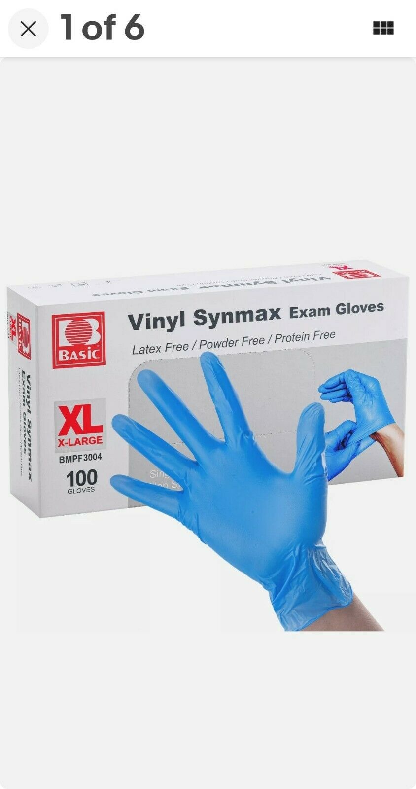 1000Pcs Disposable Synmax Vinyl Exam Gloves Latex-Free & Powder-Free -ExtraLarge